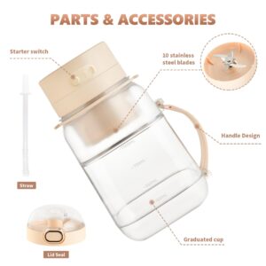 34oz Portable Blender for Shakes and Smoothies FOUSIUTIM USB Rechargeable Travel Blender Personal Size Blender with Stainless Steel Blades Juice Cup with Shoulder Strap Portable Smoothie Blender