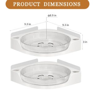 DOADW Corner Shower Organizer - 360° Rotating 2 Tier Lazy Susan Shower Caddy Corner Bathroom Shower Organizer with Hole Rack - Wall Mounted Corner Shower Shelf for Inside Shower, Bathroom