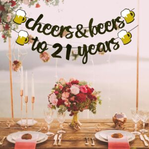 21st Birthday Decorations,Cheers to 21 Years Banner, 21st Birthday Banner for Women Men, Decorations for 21th Birthday Wedding Anniversary Party Supplies Decorations