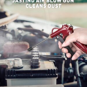 JASTIND Retro Red Air Blow Gun with Powerful Blast Air Nozzle, High Volume Air Blower Gun Kit w/4.9 Inch Steel Extension & 1/4" Quick Plug, Air Gun Air Compressor Attachments for Dust Clean