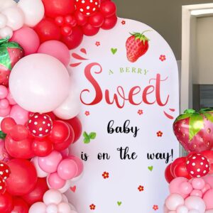 Strawberry Baby Shower Decorations Sign for Backdrop Berry Baby Gender Party Decal A Berry Sweet Baby is On The Way Decor Balloon Arch Decal Baby Girl Party Welcome Sign Newborn Pregnancy Party Supply