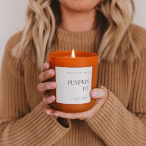 Sweet Water Decor Pumpkin Spice Candle - Soy Candle Wax with 70 Hour Burn Time - Soy Candles Non Toxic with Pumpkin Vanilla Spice & Pie Crust Scent - 100% Cotton Wick Pumpkin Candle - 15oz