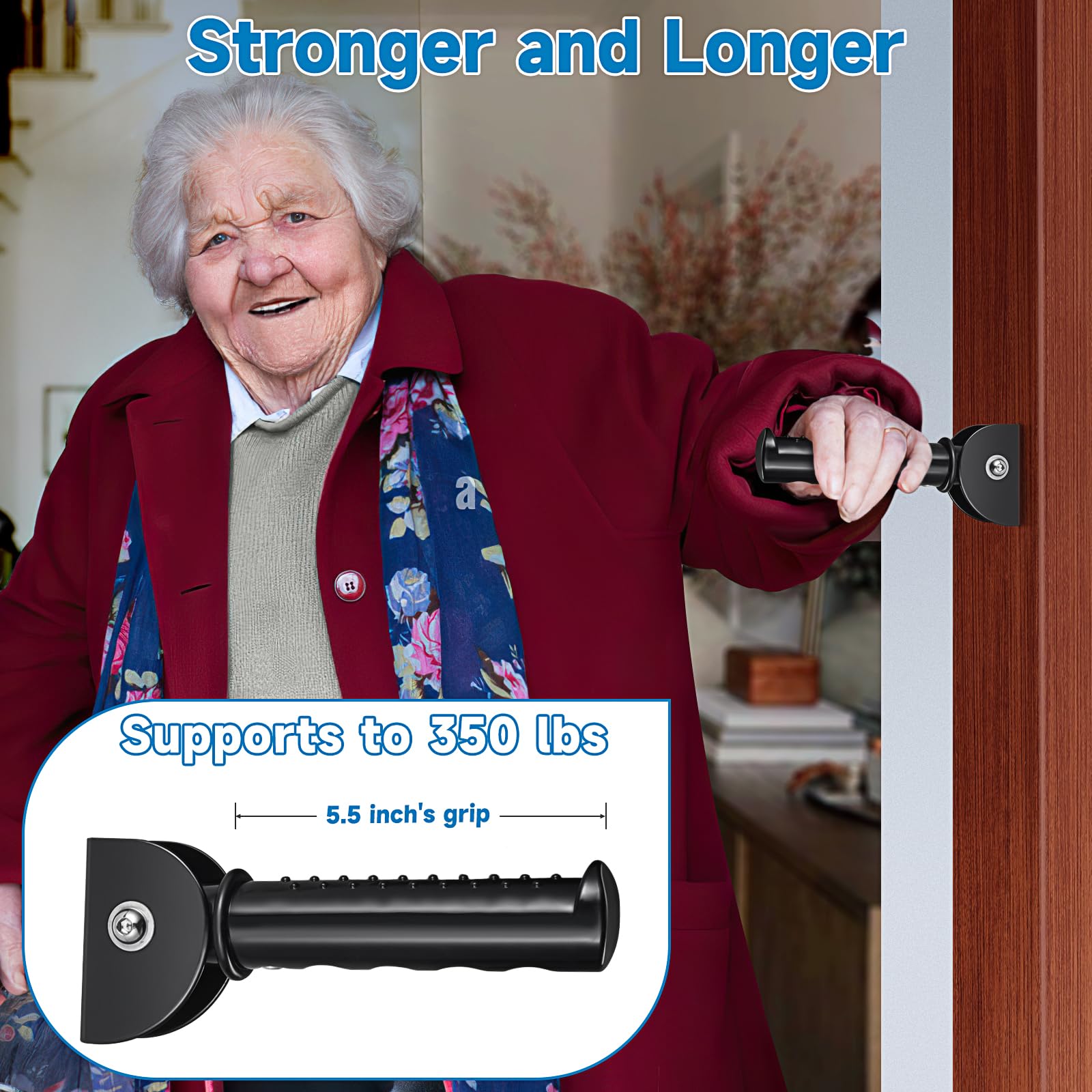 Resurgo Doorway Flip Assist Handle, Door Assistant Support Grip Handle, Non-Slip Grab Bar for Seniors, Elderly, Disabled, Handicap and Alzheimer People - Supports Up to 350 Pounds (Black)