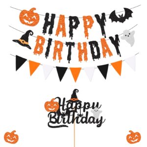 glitter halloween birthday banner party decorations fall pumpkin happy birthday banner with fall halloween birthday cake toppers for hocus pocus halloween fall birthday decorations supplies