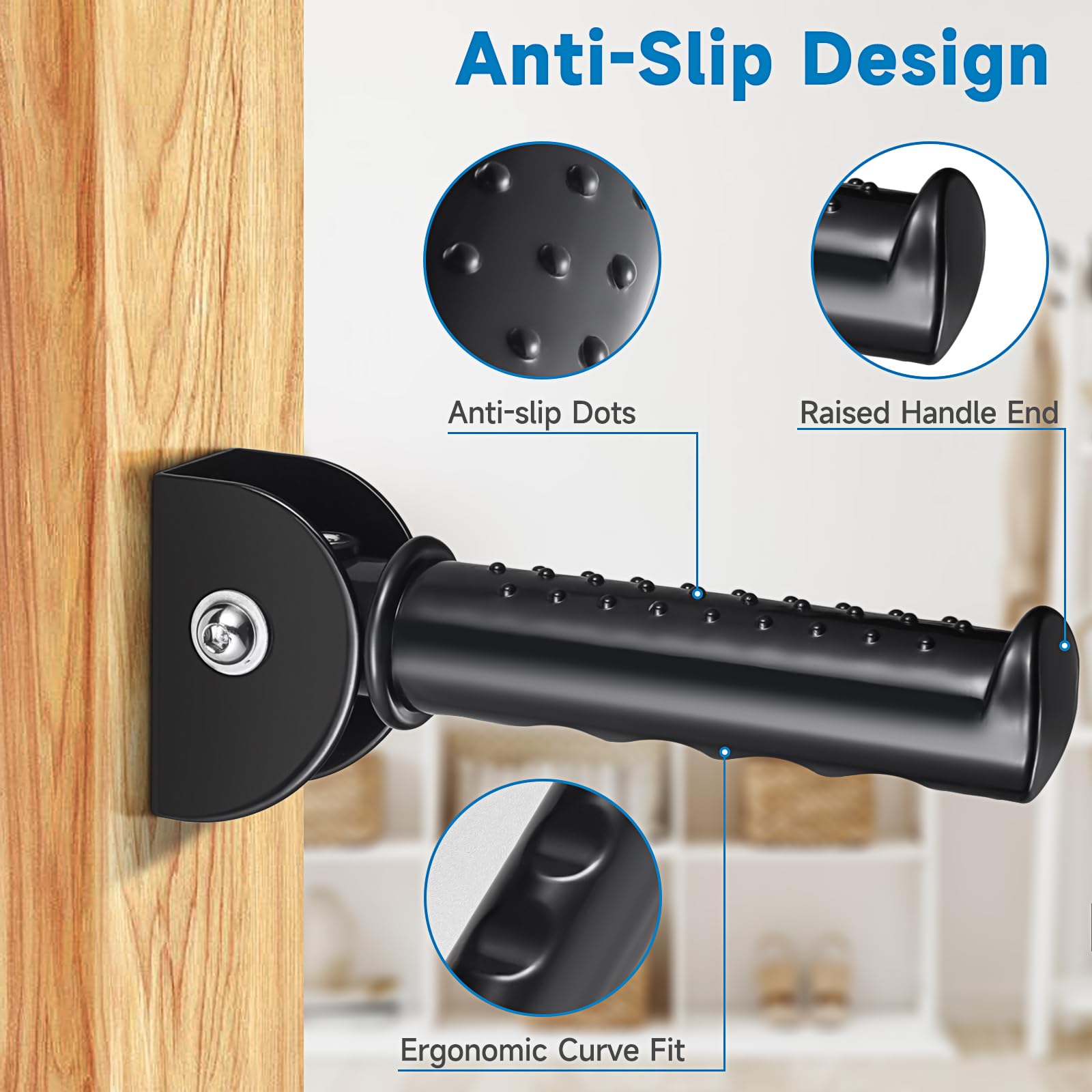 Resurgo Doorway Flip Assist Handle, Door Assistant Support Grip Handle, Non-Slip Grab Bar for Seniors, Elderly, Disabled, Handicap and Alzheimer People - Supports Up to 350 Pounds (Black)