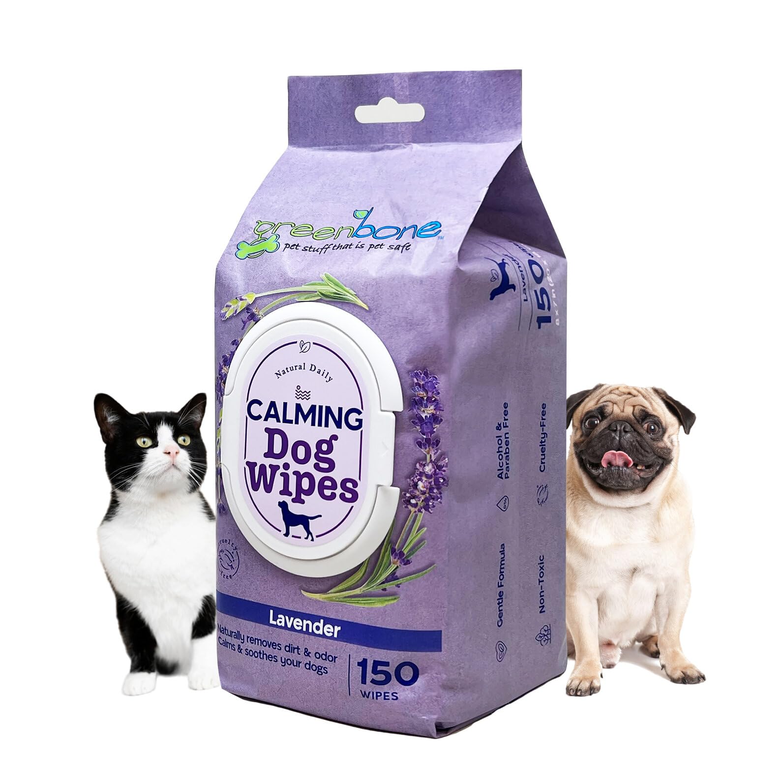 Greenbone Calming Dog Wipes - Lavender Scented - 150 Wipes