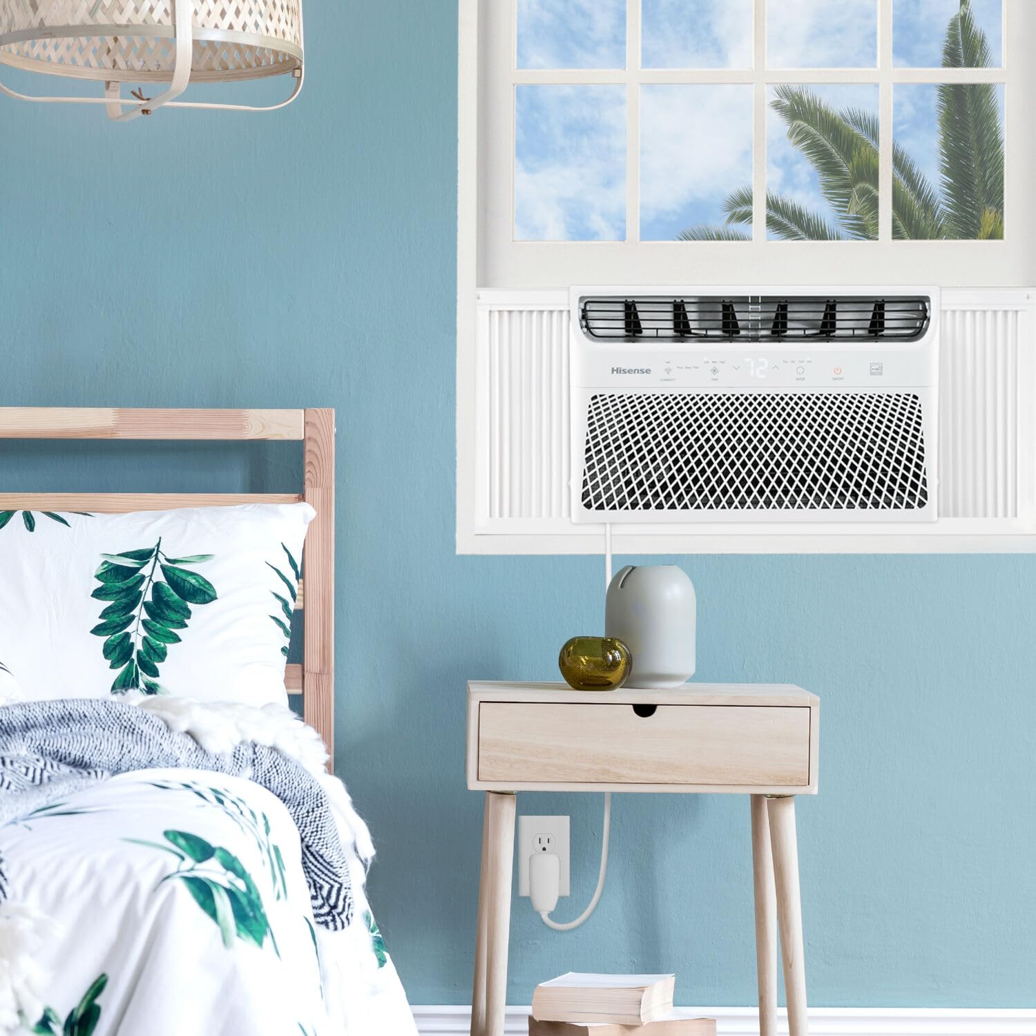 Hisense AHW1022CW1W 10,000 Smart Air Conditioner with Wi-fi Control, Dehumidifier, and Remote, 115V, Window AC Unit for Apartment, Bedroom, Medium Rooms up to 450 Square Feet in White, 10000 BTU