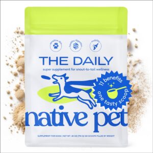 native pet the daily dog supplement - 11 in 1 dog multivitamin - tasty scoop with dog vitamins and supplements - super multi vitamin for dog energy, mobility, skin & coat - 12 active ingredients 28 oz