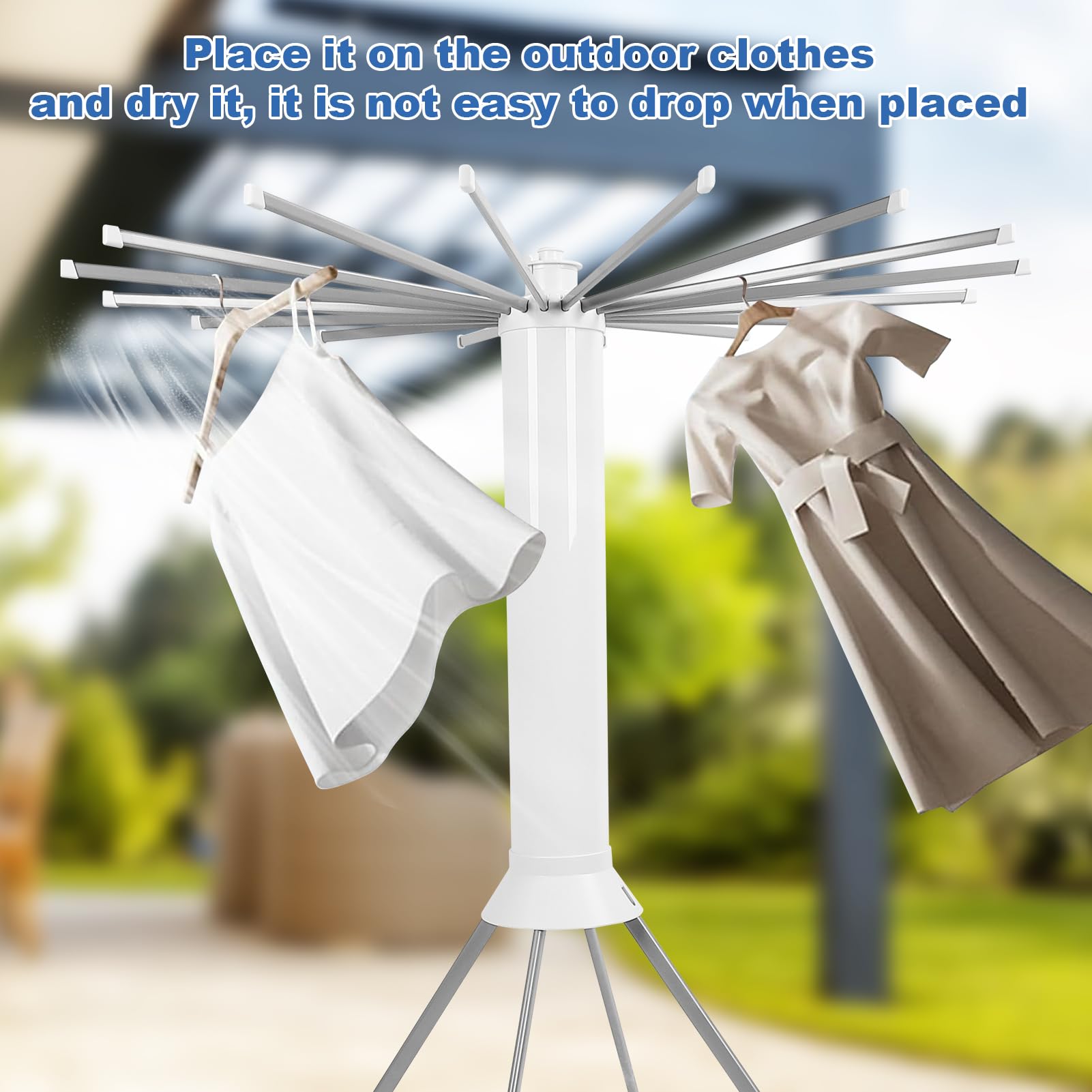 Tripod Clothes Drying Rack, Octopus Cylinder Clothes Drying Rack, Portable Tripod Laundry Drying Rack, Clothing Coat Rack Stand Foldable Outdoor, Aluminum Clothes Hanger for Home Outdoors Travel