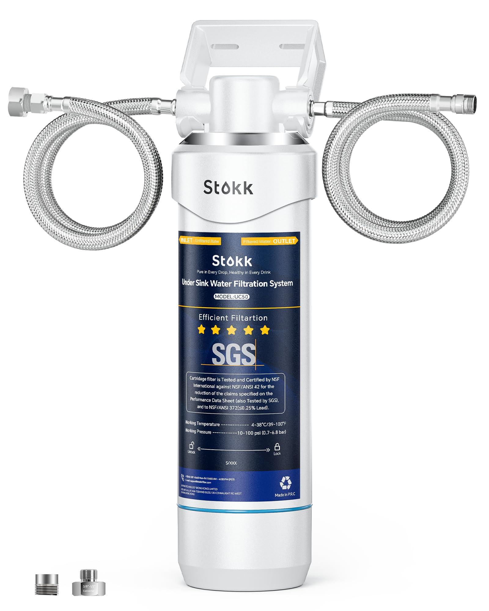 Stokk UC50 Under Sink Water Filter, Reduces Lead, Chlorine, Bad Taste & Odor, 26000 Gallons Under Counter Water Filter Systems Direct Connect to Kitchen Faucet, NSF/ANSI 372& 42& 53