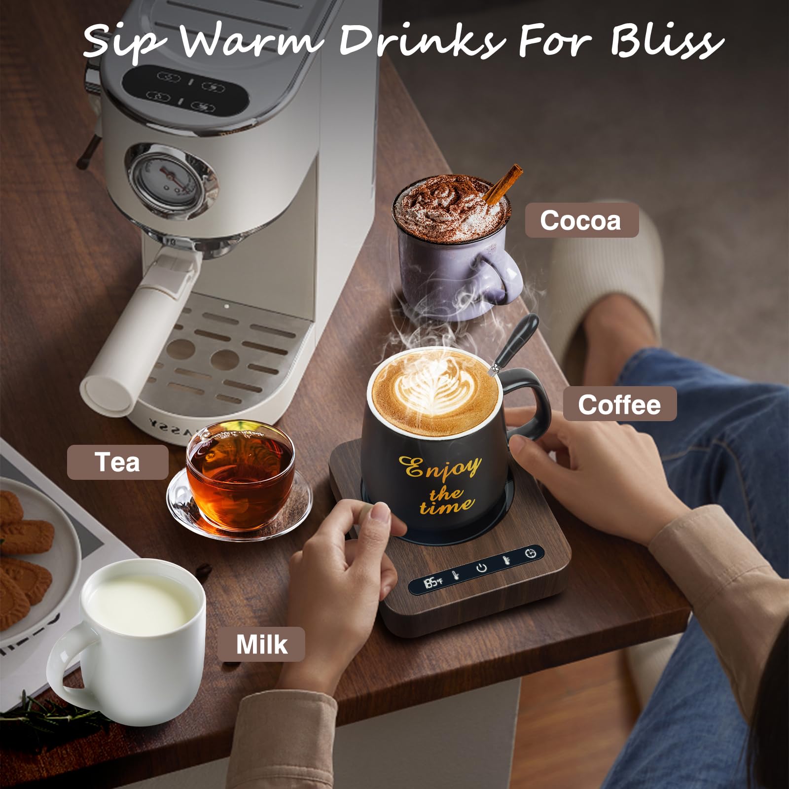 Mug Warmer Set - Coffee Mug Warmer for Desk with Temperature Display, 1-12Hour Auto Shut Off, Cup Warmer with Mug - Ideal Coffee Gifts for Heating Coffee, Beverages, Milk, Tea and Hot Chocolate