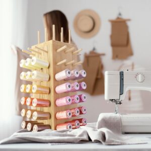 guwealthy 93 Spools Wooden Thread Rack, 【2024 NEW 】 360° Fully Rotating Wooden Thread Rack/Thread Holder Organizer for Sewing, Quilting, Embroidery, Hair-braiding and Jewelry Storage