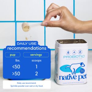 Native Pet Probiotic for Dogs - Vet Created Powder Digestive Issues Dog Probiotics + Prebiotic Bone Broth 232 Gram 6 Billion CFU - Dog Supplies - Powder Prebiotics and Probiotics Dogs Love! (32.8 oz)