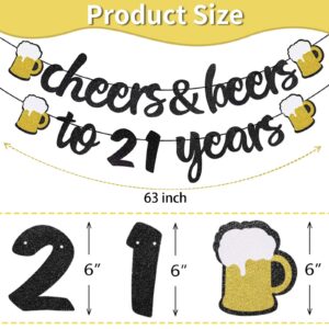 21st Birthday Decorations,Cheers to 21 Years Banner, 21st Birthday Banner for Women Men, Decorations for 21th Birthday Wedding Anniversary Party Supplies Decorations