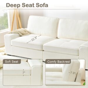 HALLYBEE 88.6" White Couch, Modern Sofa for Living Room, Comfy Couch with 2 Extra Deep Seat Removable Sofa Cushion, Cream Couch for Apartment, Chenille