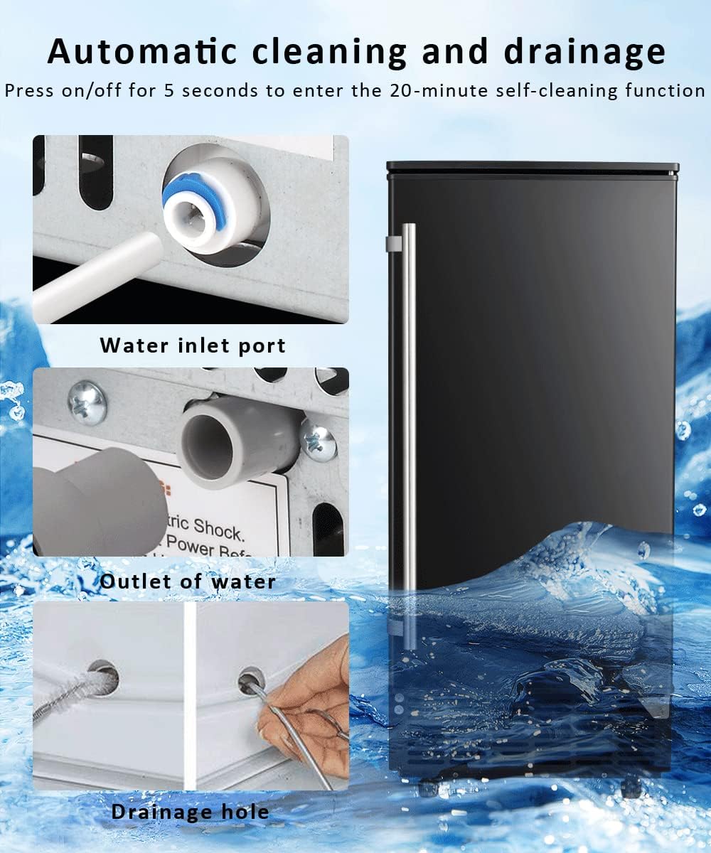 Joy Pebble Commercial Cube Ice Maker，Built-in Ice Maker Machine, 80lbs/Day, 40 Ice Cubes/Cycle, Reversible Door, Drain Pump, 24H Timer & Self-Cleaning, Under Counter Ice Cube Machine for Home, Black