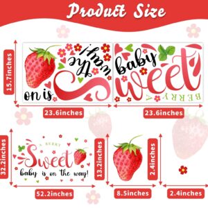 Strawberry Baby Shower Decorations Sign for Backdrop Berry Baby Gender Party Decal A Berry Sweet Baby is On The Way Decor Balloon Arch Decal Baby Girl Party Welcome Sign Newborn Pregnancy Party Supply