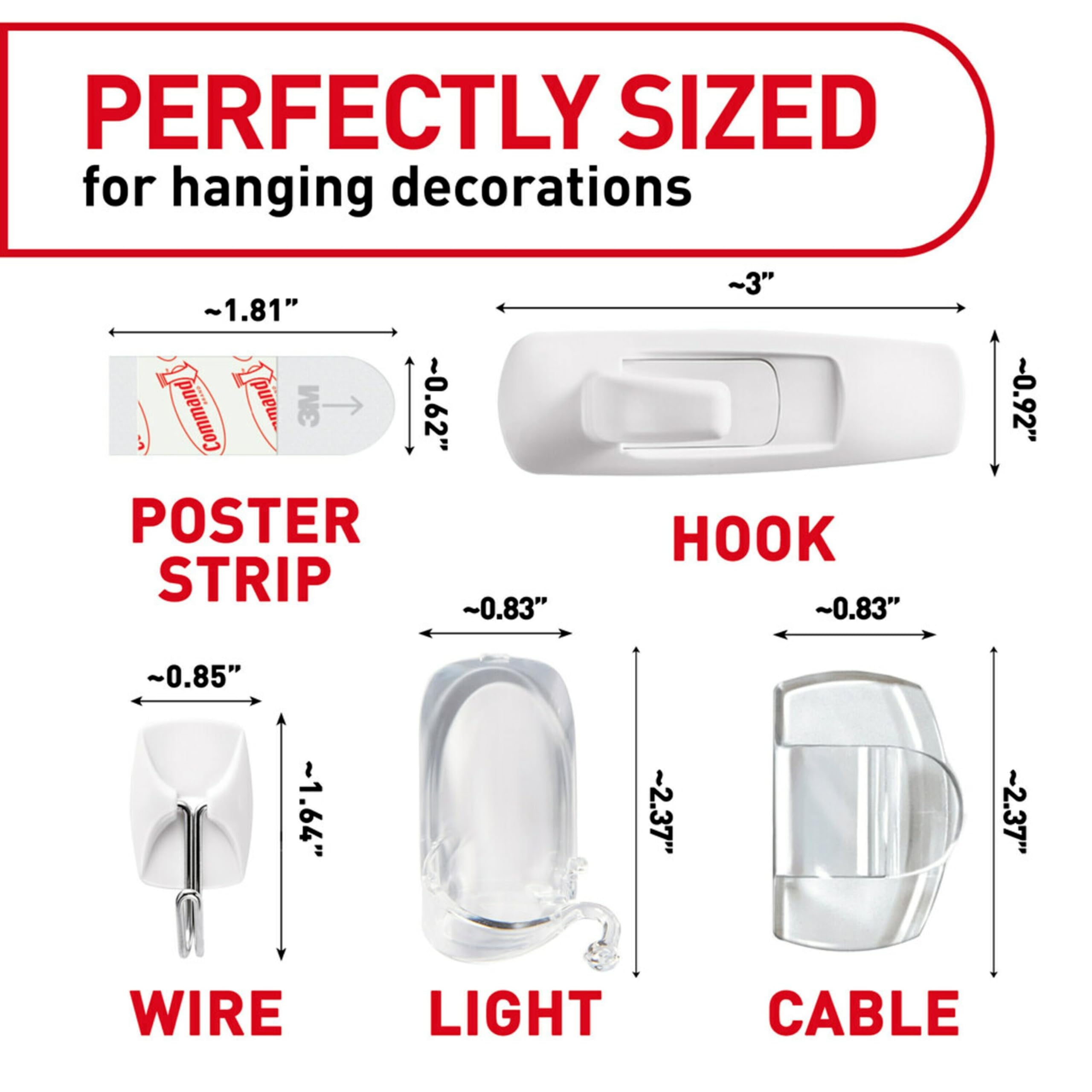 Command Hang and Decorate Kit, 6 Small Toggle Hooks, 2 Medium Utility Hooks, 4 Medium Cord Clips, 10 Light Clips, and 20 Poster Strips, Dorm Room Essentials