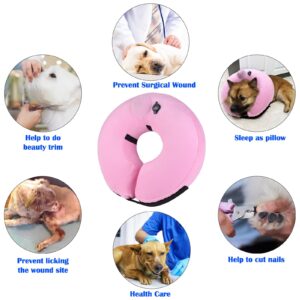 BGGo Inflatable Dog Cone Collar for Dogs After Surgery, Self-Inflating Soft Adjustable Blow up Donut Dog E-Collar for Medium Large Dog and Cats