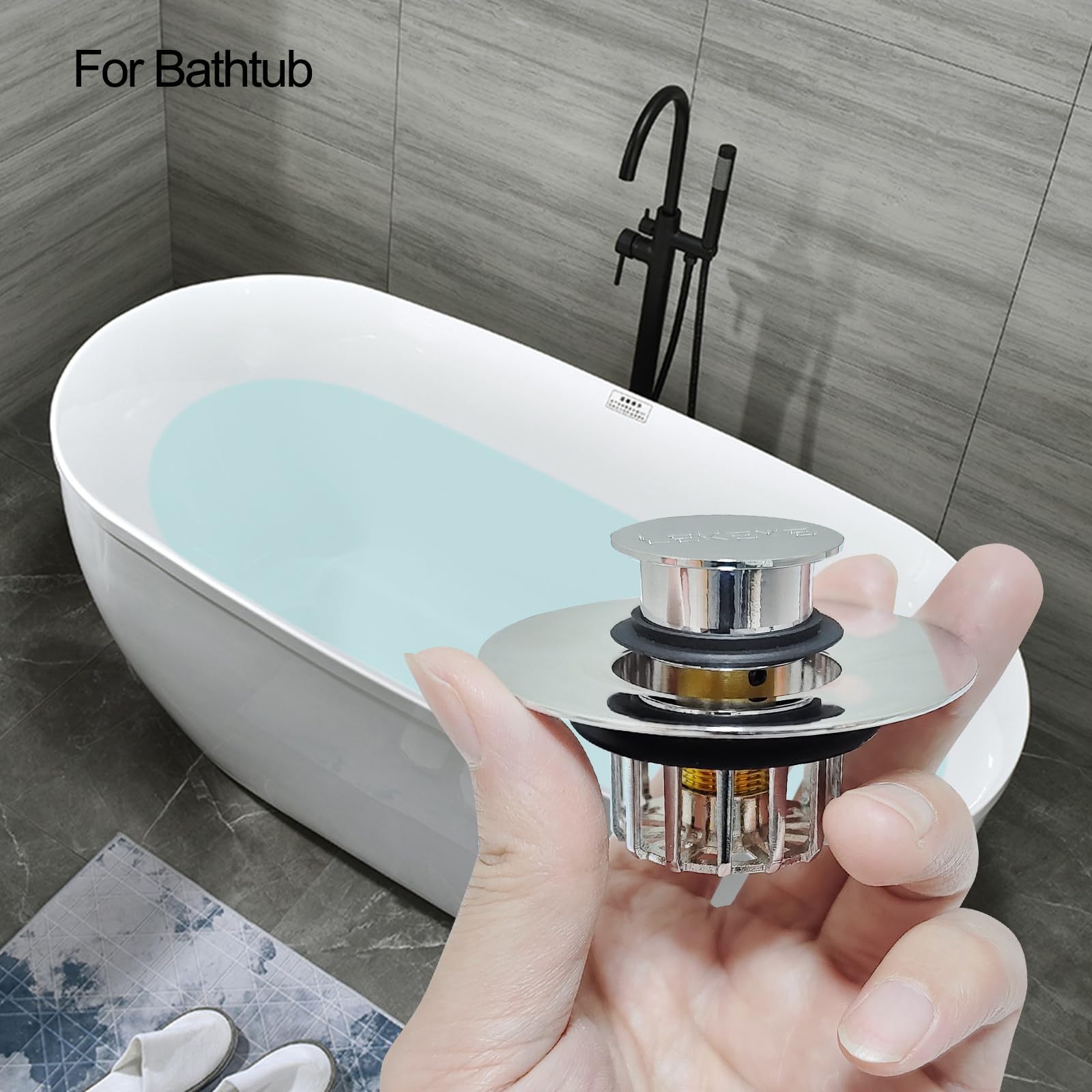 LEKEYE Tub Stopper | Shower Drain Hair Catcher | Pop-up Drain Stopper with Strainer | Bathroom Bathtub Plug | Drain Protector for 1-1/2 to 1-3/4" Bath Drain Hole