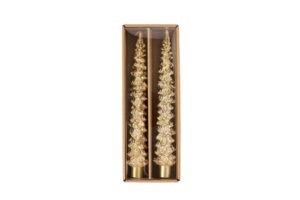 mud pie christmas taper candle, 10", gold tree