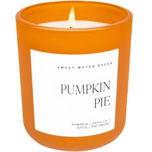 Sweet Water Decor Pumpkin Spice Candle - Soy Candle Wax with 70 Hour Burn Time - Soy Candles Non Toxic with Pumpkin Vanilla Spice & Pie Crust Scent - 100% Cotton Wick Pumpkin Candle - 15oz