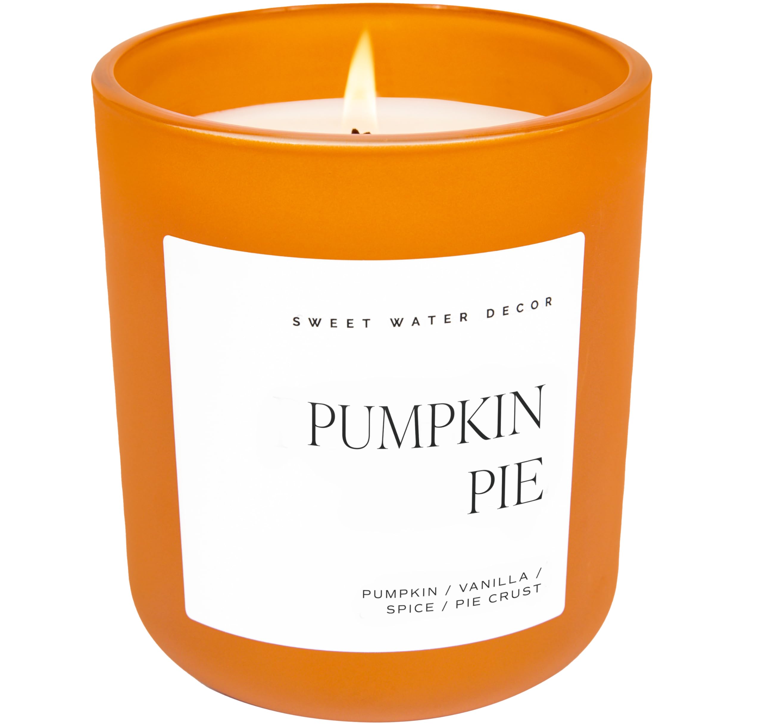 Sweet Water Decor Pumpkin Spice Candle - Soy Candle Wax with 70 Hour Burn Time - Soy Candles Non Toxic with Pumpkin Vanilla Spice & Pie Crust Scent - 100% Cotton Wick Pumpkin Candle - 15oz