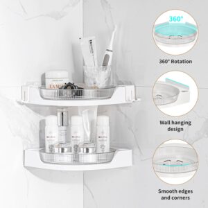 DOADW Corner Shower Organizer - 360° Rotating 2 Tier Lazy Susan Shower Caddy Corner Bathroom Shower Organizer with Hole Rack - Wall Mounted Corner Shower Shelf for Inside Shower, Bathroom