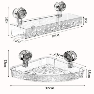 YLBUH Raidley No Drill Clear Wall Caddy, Drill-Free Removable Storage, Raidley Bathroom Storage Shelf, No-Drill Clear Wall Caddy Suction Cup Storage, Glacier Pattern Suction Cup (White-A)