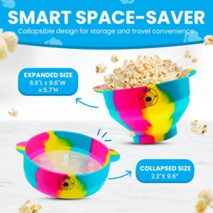 Microwavable Silicone Popcorn Popper- Collapsible Bowl-Microwave Popcorn Maker- Reusable - Air Popped Popcorn No Oil- BPA Free- 100% Food grade Silicone- Dishwasher Safe- ZKOR Rainbow