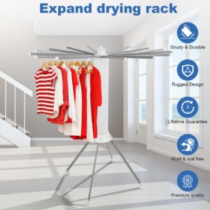 Tripod Clothes Drying Rack, Octopus Cylinder Clothes Drying Rack, Portable Tripod Laundry Drying Rack, Clothing Coat Rack Stand Foldable Outdoor, Aluminum Clothes Hanger for Home Outdoors Travel