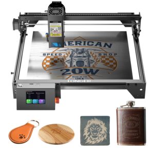 longer ray5 laser engraver, laser engraver 20w output power, 3.5” color touch screen, app offline control, diy engraver tool for metal/glass/wood engraving area 15.75"x14.37"