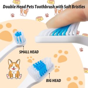 Newday Pet Toothbrush for Dogs, Cats, Double Headed Dog Toothbrush with Soft Bristles, Easy Teeth Cleaning, Non Slip Dog Toothbrushes in Bulk (Pack of 3)