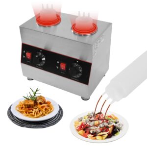 AreMOLO Electric Sauce Warmer, 320W Hot Fudge Warmer Dispenser Cheese Sauce Dispenser Warmer with 2 Squeeze Bottles, Chocolate Sauce Warmer Jam Heat Preservation Machine, Single Bottle 0.14Gal