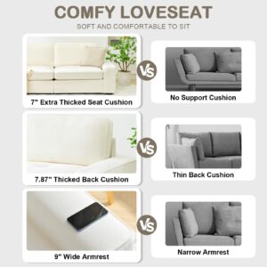 HALLYBEE 88.6" White Couch, Modern Sofa for Living Room, Comfy Couch with 2 Extra Deep Seat Removable Sofa Cushion, Cream Couch for Apartment, Chenille