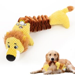 zuykjeagle large squeaky dog toys- cute stretching lion dog toys- tug of war plush dog chew toys for small,medium and large dogs (l-3)