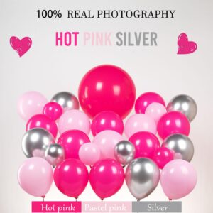 yeewaka Hot pink and silver disco balloon arch garland kit 150pcs with disco ball star mylar balloon for back to 80s 90s DiscoTheme prom Women 30th Birthday last rodeo bachelorette party decorations