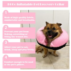 BGGo Inflatable Dog Cone Collar for Dogs After Surgery, Self-Inflating Soft Adjustable Blow up Donut Dog E-Collar for Medium Large Dog and Cats