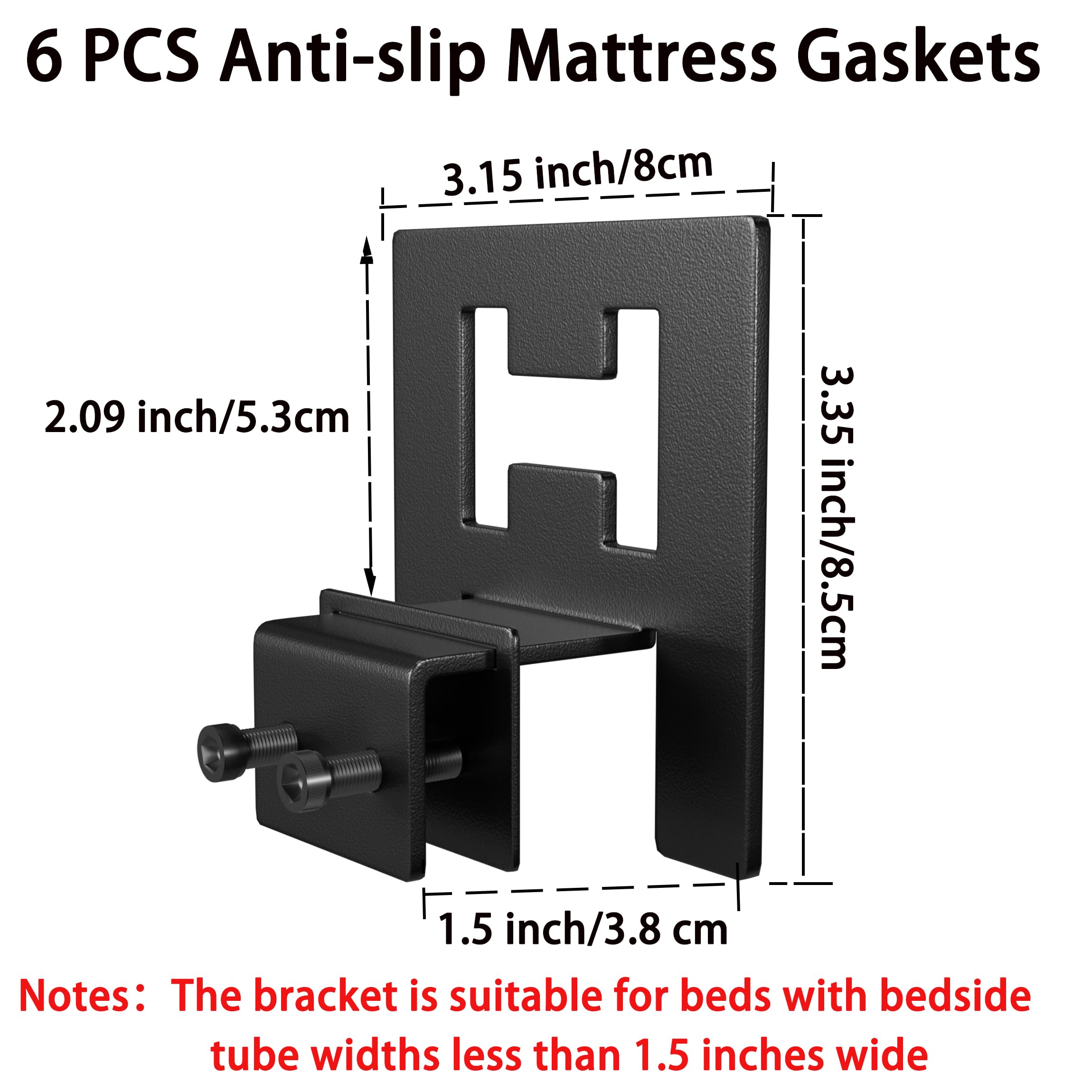 Metal Anti-Slip Mattress Gaskets, 6 PCs, Keep Mattress in Place, Prevent Sliding, Easy Install, Solid Bed Support, Enhance Stability and Comfort