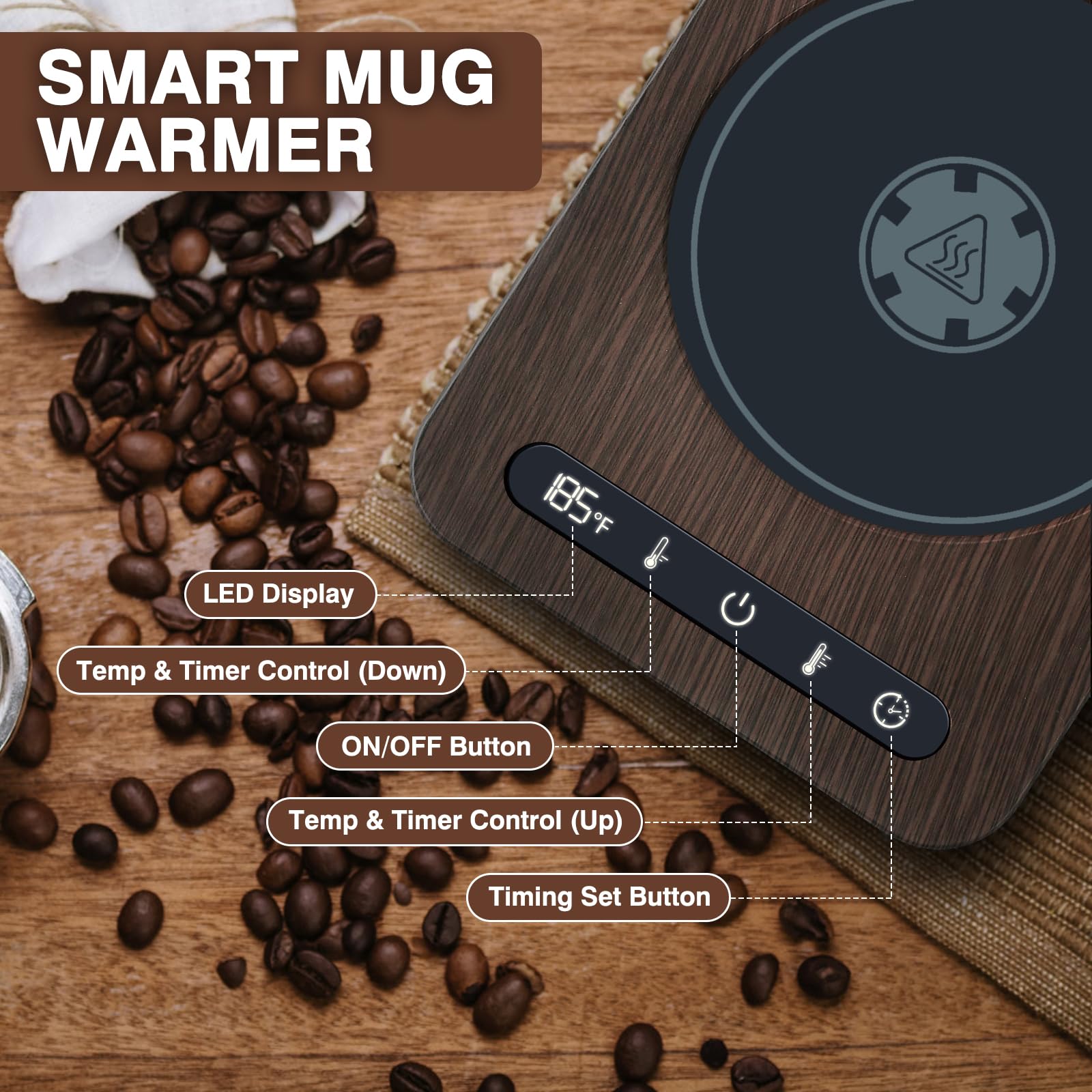 Mug Warmer Set - Coffee Mug Warmer for Desk with Temperature Display, 1-12Hour Auto Shut Off, Cup Warmer with Mug - Ideal Coffee Gifts for Heating Coffee, Beverages, Milk, Tea and Hot Chocolate