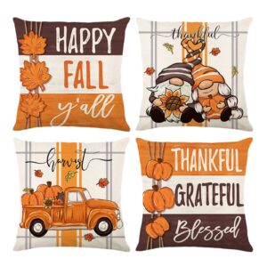 onfaon fall decorations for home, fall pillow covers 18x18 set of 4, thanksgiving decorations autumn cushion case for couch(fall06)