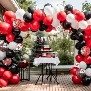 RUBFAC 80Pcs 12 Inches, Red Black White Balloons Kit Party Balloons with Ribbons forfor Birthday, Wedding, Baby Shower, Graduation Decorations