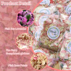 52 Pack Biodegradable Confetti, Dried Flower Petals, Real Pink Rose Petals for Weddings, Flower Girl, Valentine's Day, Wedding Send Off Ideas, Flower Girl Dinner Table Centerpieces