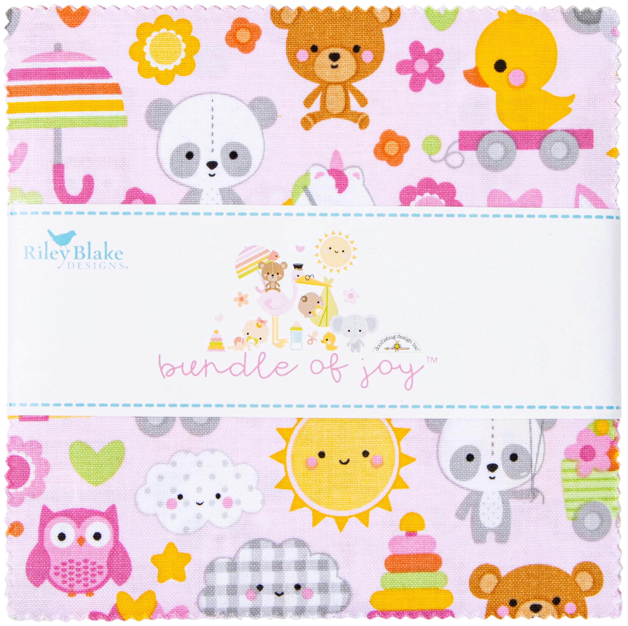 Bundle of Joy Riley Blake 5-inch Stacker, 42 Precut Fabric Quilt Squares by Doodlebug Design Inc.