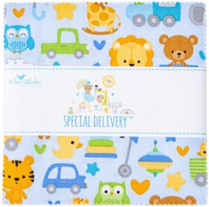 special delivery riley blake 5-inch stacker, 42 precut fabric quilt squares by doodlebug design inc.