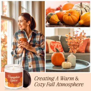 LUMELOOM Fall Candles, Pumpkin Candle - 9oz Aromatherapy Cinnamon Pumpkin Spice Scented Soy Wax Candle - Pumpkin Candle for Home, Autumn Candle, Fall Gifts for Women