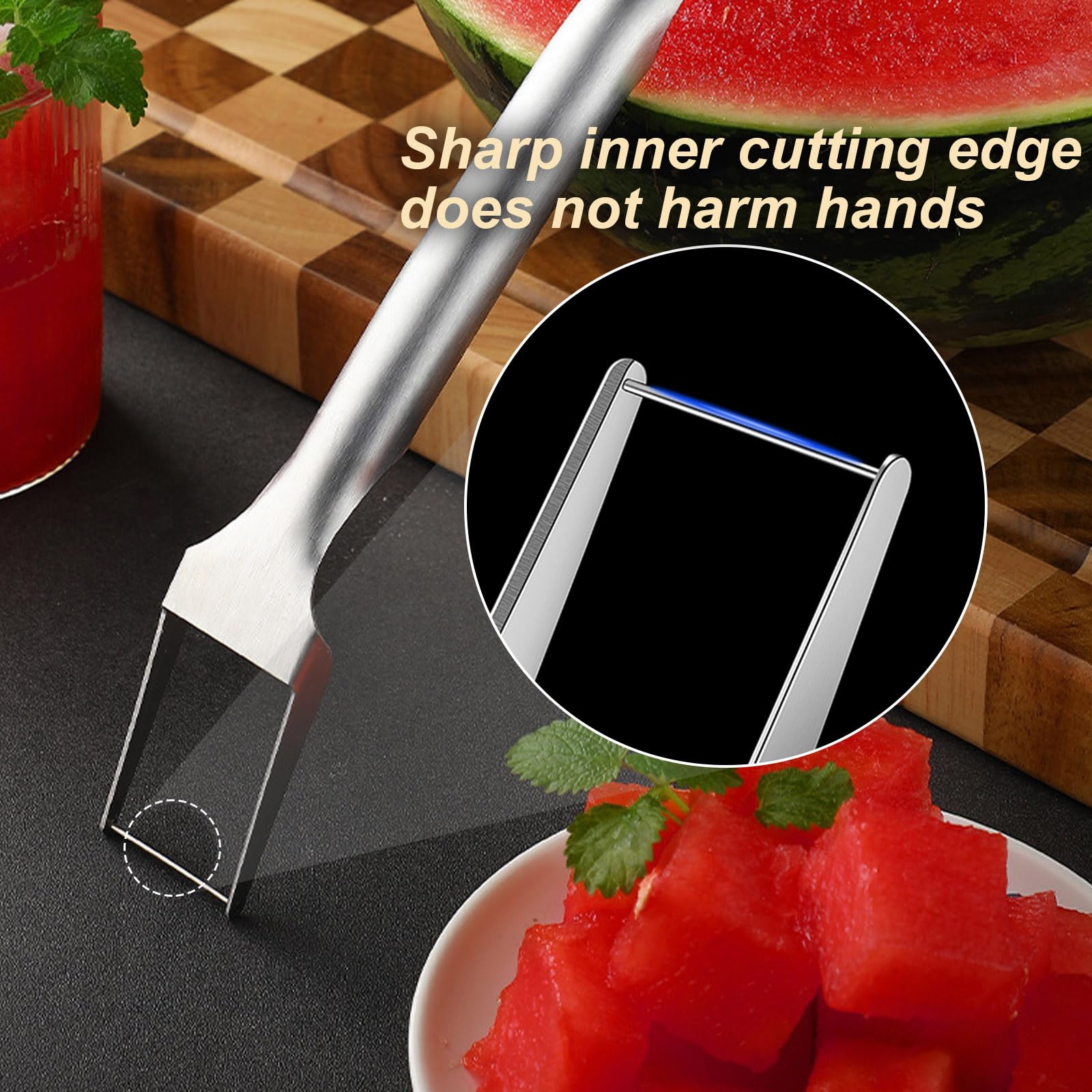 Watermelon Cutter 2-in-1 Stainless Steel Fruit Cutter Watermelon Slicer Kitchen Gadgets Watermelon Cutter Slicer Tool(1PCS)