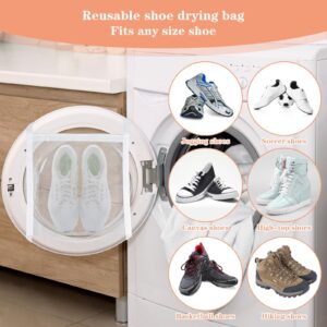 2 Pcs Shoe Dryer Bag, Reusable Sneaker Wash Dry Net Bag, 15.7 x 15.7 Inch Mesh Laundry Bag, Large Honeycomber Mesh Bags Travel Storage Organize Bag, Reused Mesh Bags with Zipper and Strap