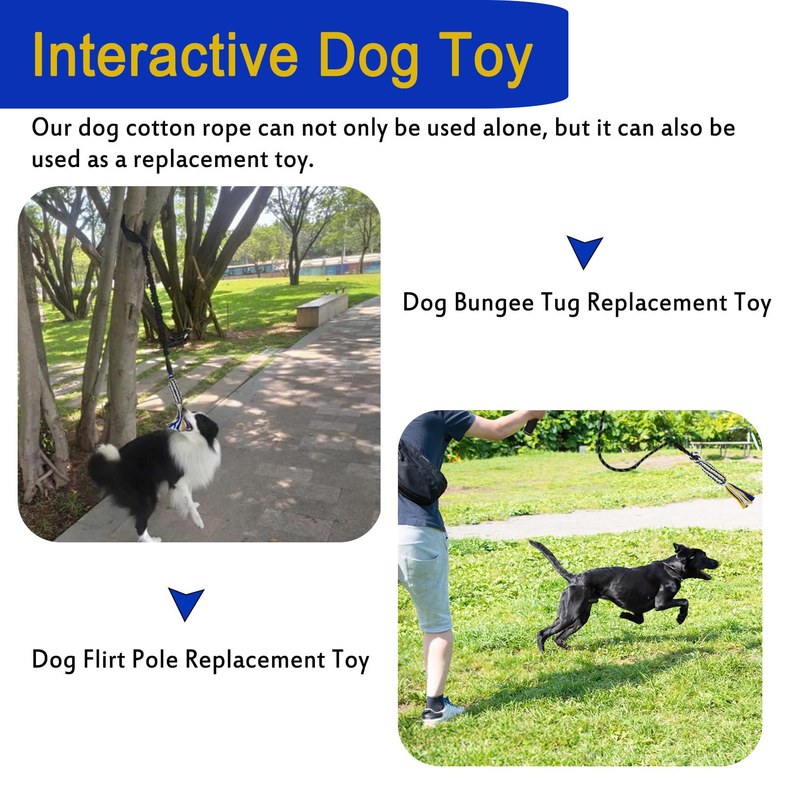 SYOOY Dog Rope Toys for Small and Medium Aggressive Chewers, Puppy Teething Toys, Dog Chew Rope Toys with Squeaky Sound, Interactive Dog Toy for Dog Tug of War and Pull, Dog Flirt Pole Replacement Toy