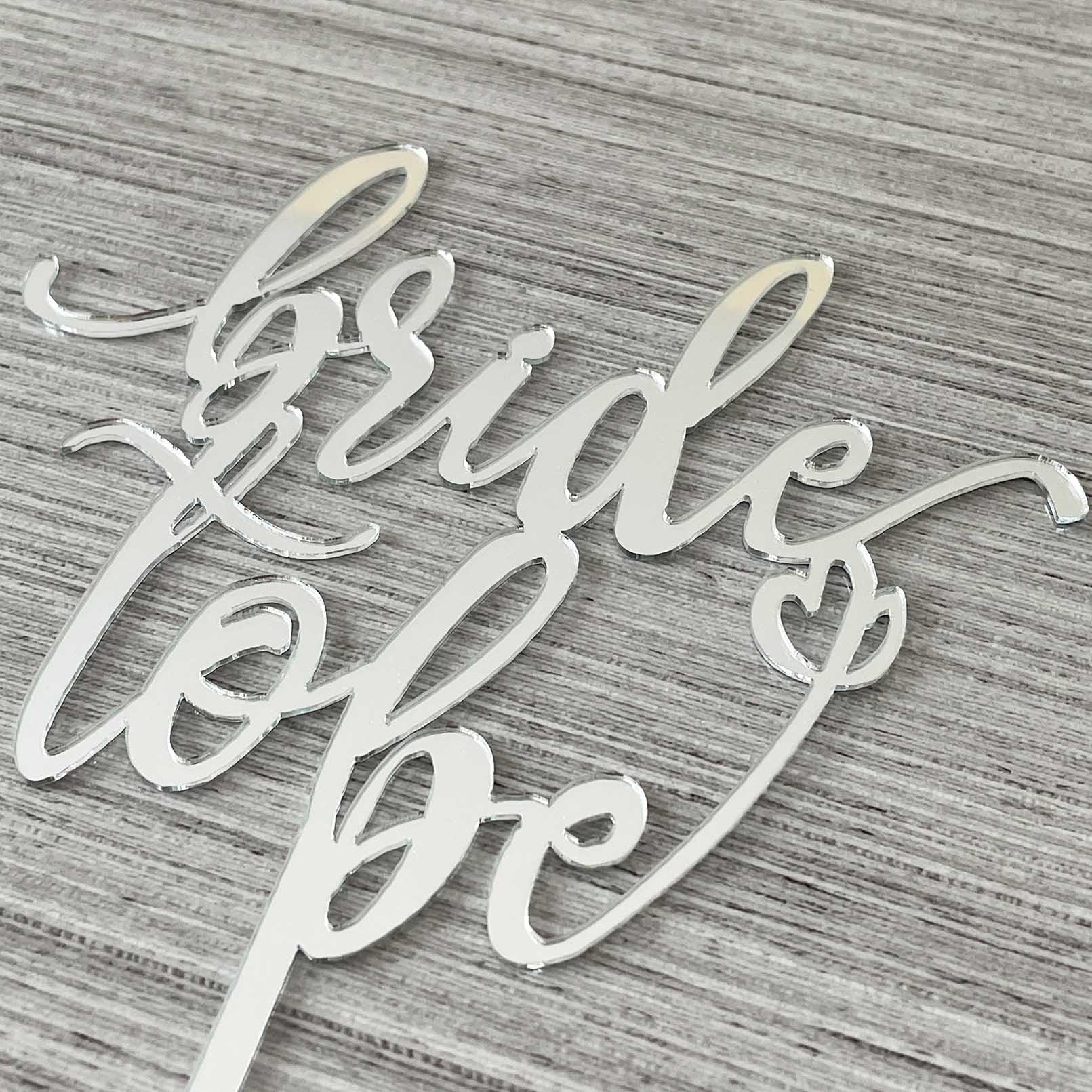 JIEEIN Bride to Be Cake Topper - Mirror Silver Acrylic - Sparkly Bridal Shower/Bachelorette Party Cake Topper